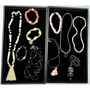 Gemstone Crystal Glass Shell Jade Jewelry Vintage Lot-20